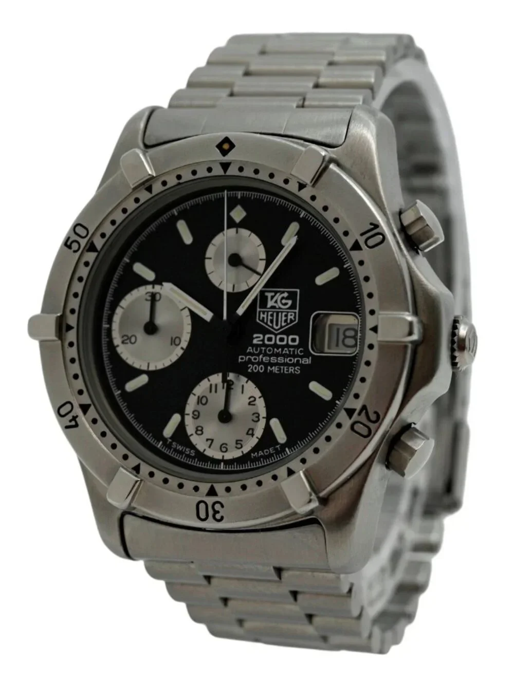 Tag Heuer 38mm Men's 2000 Series Stainless Steel Auto Chrono Watch Ref: 162.006!